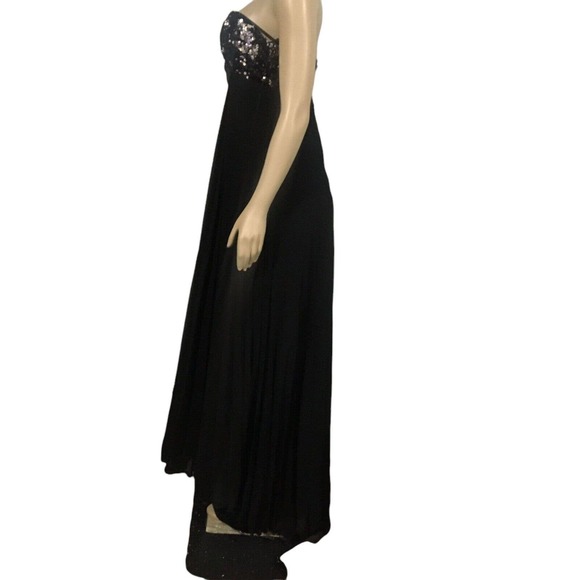 Betsy & Adam Dress Size 6 Black Silver Sequin Pleated Formal Prom Graduation - Picture 3 of 4